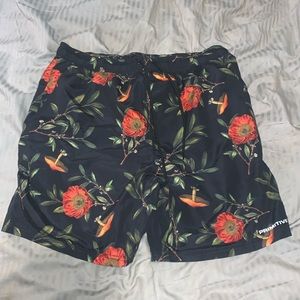 Primitive Skateboarding Swimming Trunks Medium Flowers and Mushrooms
